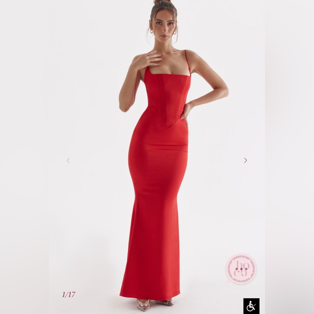 House of CB Olivette Red Bodycon Maxi Dress Spaghetti Strap